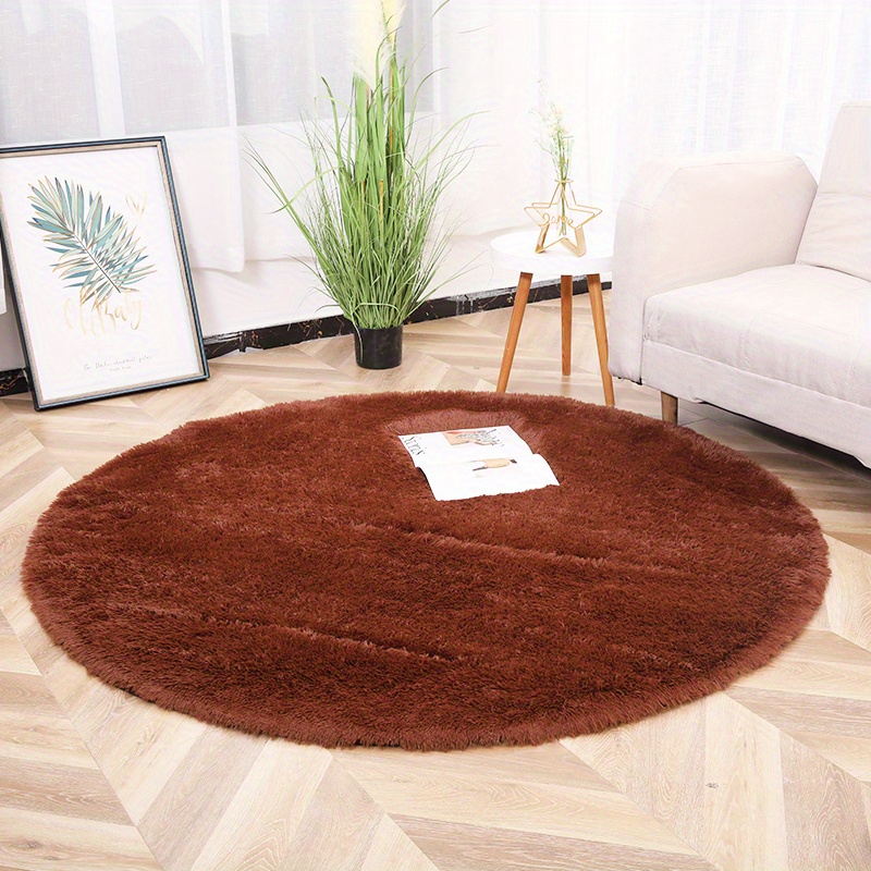 Grand tapis rond monochrome minimaliste, tapis de canapé