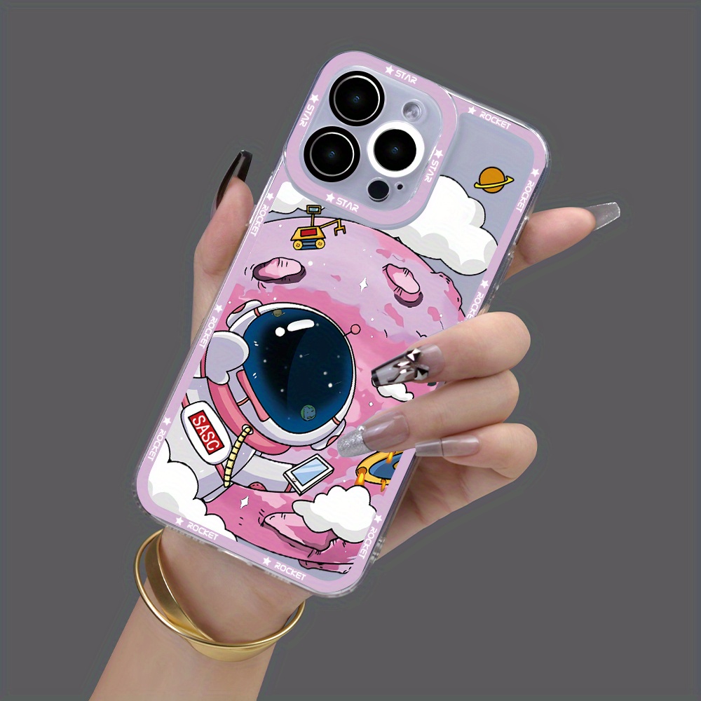 Compatible with iPhone 13 Case Cute Space Planet Astronaut Design Silicone  Clear Slim Bumper Boys Girls Kids Cool Shockproof Soft Back Protective