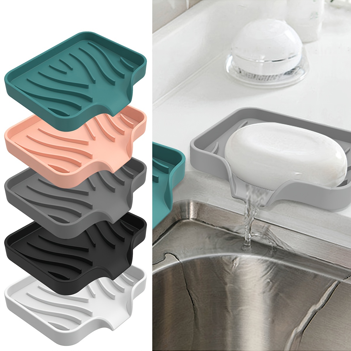 Silicone Bathroom Vanity Tray With Soap Dispenser - Organize Your Bathroom  Sundries And Hands Soap, Shampoo, And Perfume - Temu