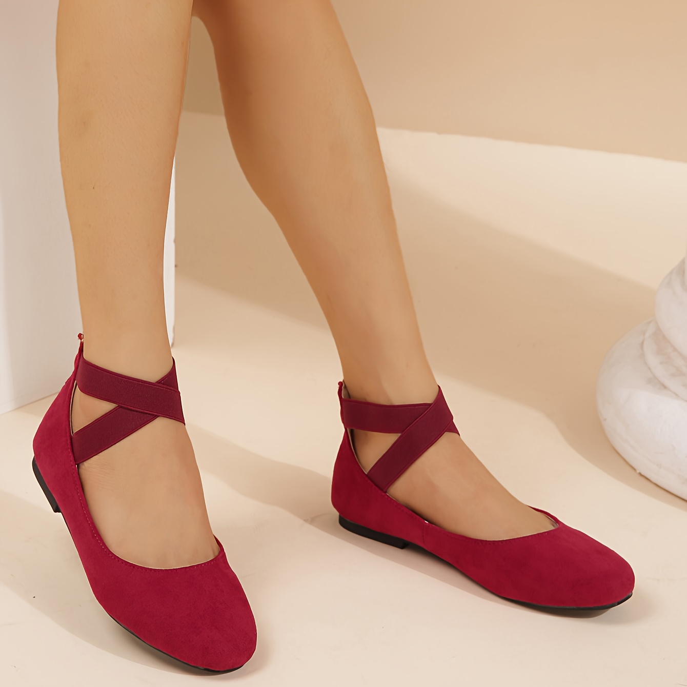 Red flats with ankle hot sale strap