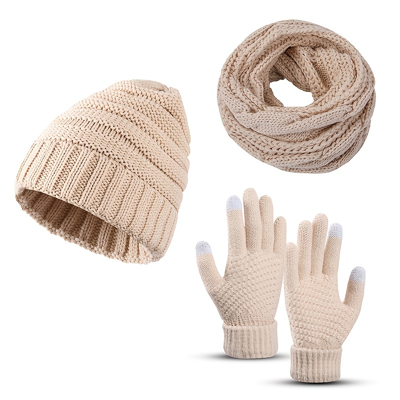 GYQWJPC Scarf Three Pieces Set Women's Outdoor Thick Beanies Scarves Winter  Sets Hat Knitting Shawl …See more GYQWJPC Scarf Three Pieces Set Women's