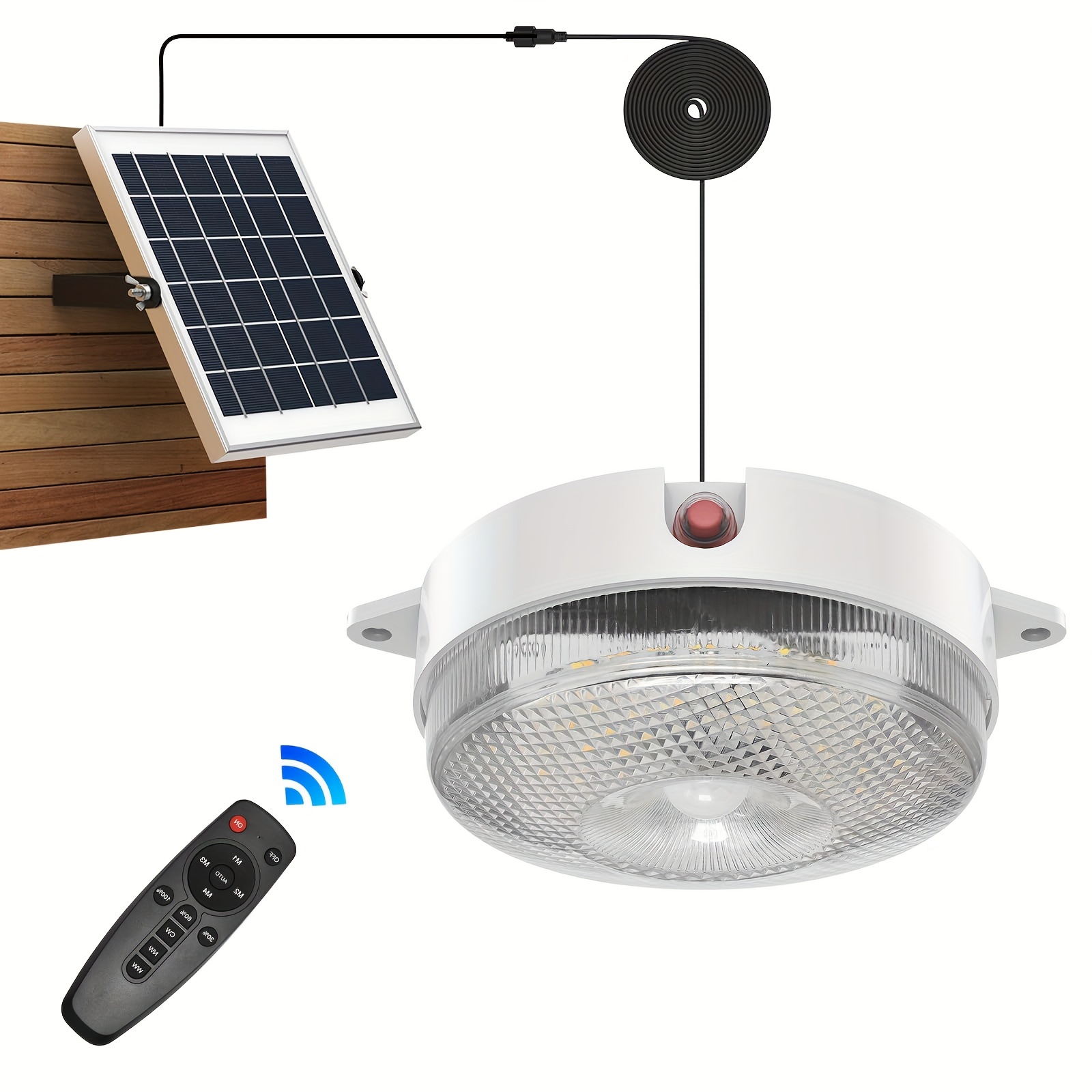  Luces solares para interiores y hogares, luz LED solar  inteligente para techo/colgante con control remoto, luz blanca fría  integrada/blanca cálida conmutable, 1000 lúmenes, luz solar de granero al  aire libre para