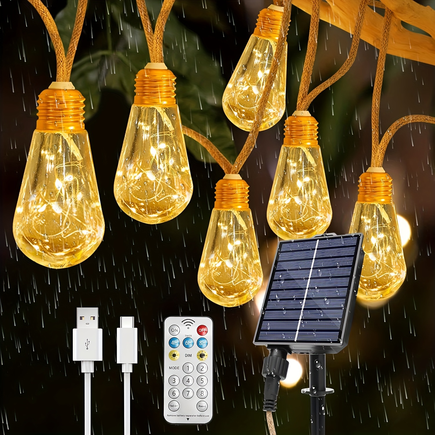 Bombilla de iluminación exterior impermeable, lámpara Solar recargable,  portátil, E27, Led, energía, acampada, 7W, 12W - AliExpress