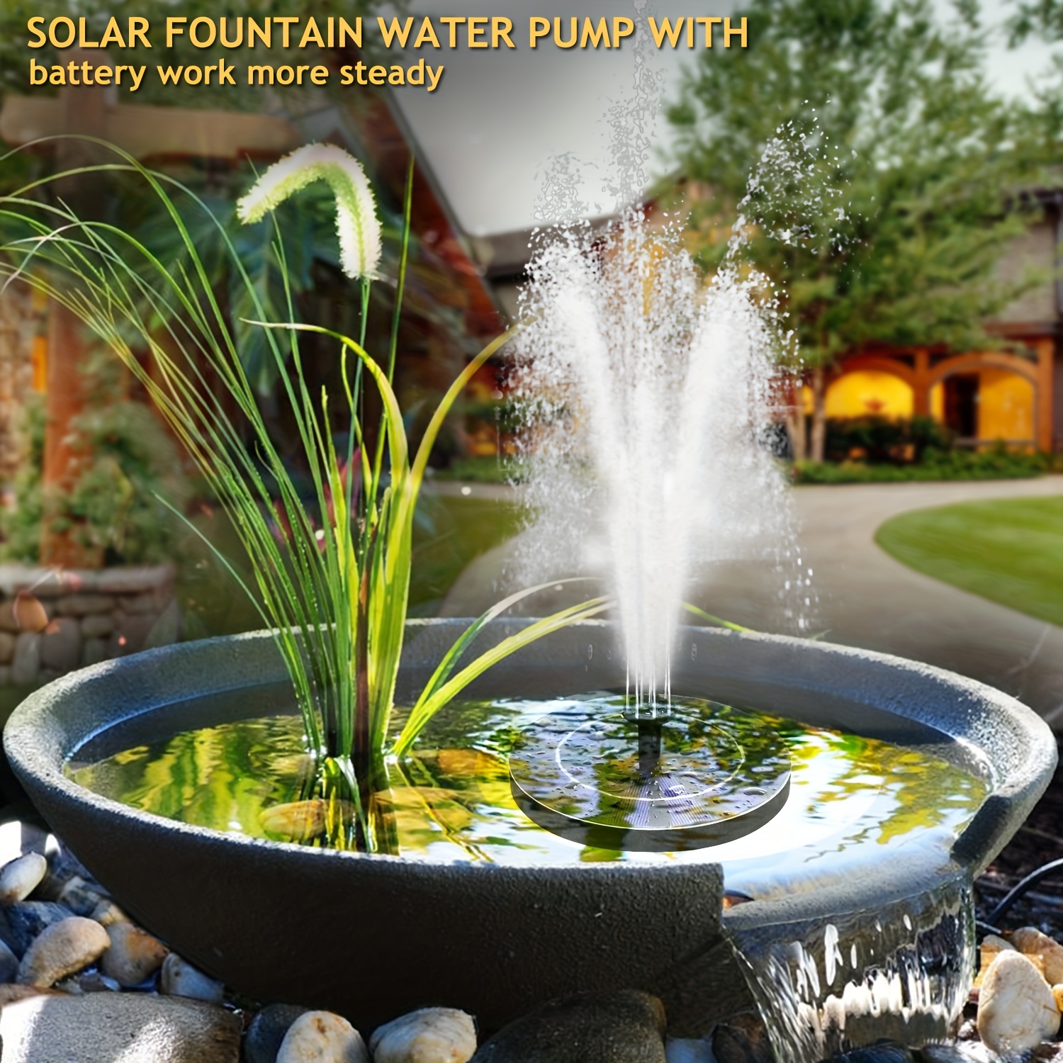 Fontaine d'eau extérieure Jardin 3 Bol en Cascade Solaire LED  caractéristique de l'eau Fontaine Ornement extérieur décor