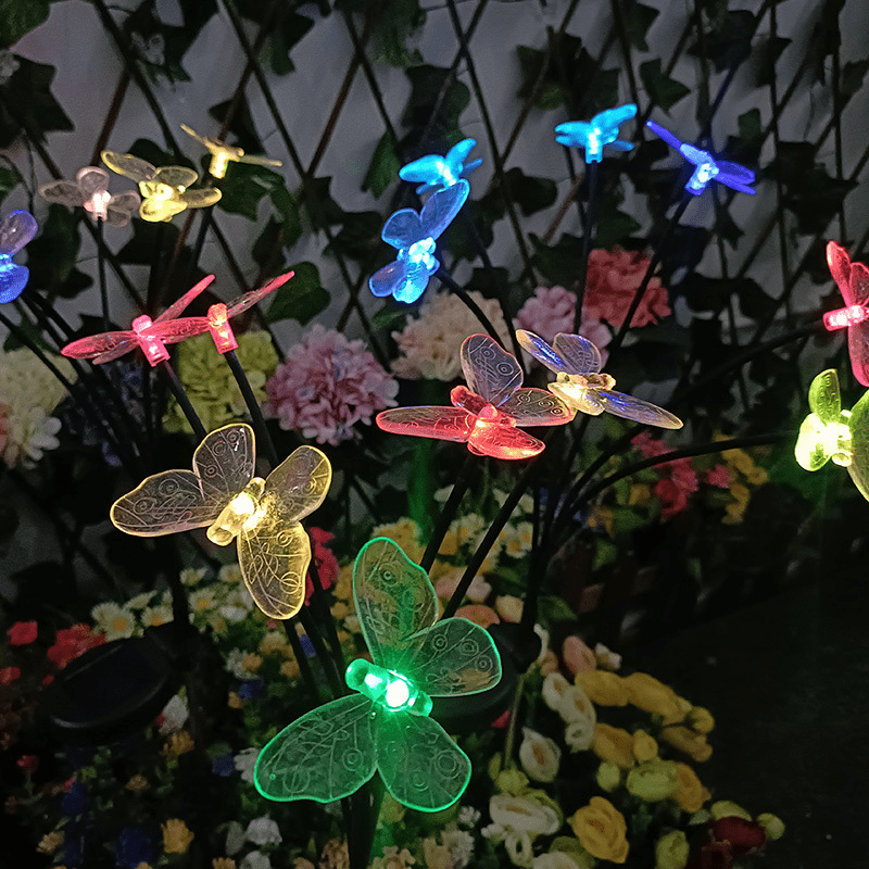 2pcs Luz De Mariposa De 3 Cabezas Solar, Luz Decorativa De Jardín Exterior,  Luz De Ambiente De Jardín Con Enchufe Solar - Temu
