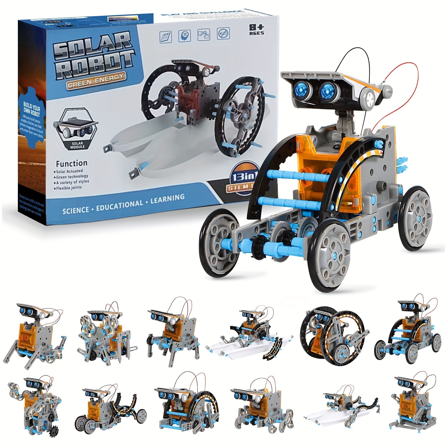 The Coding Bot - STEM Educational Toy Robot For Kids Age 5 6 7 8. 4-In-1  Learning Robotic Car With Discovery / Induction / Program / Music Modes.