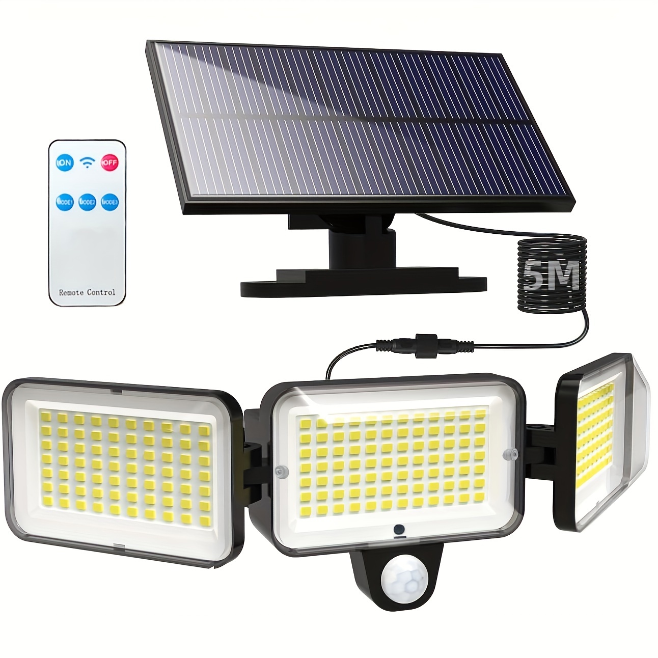 350 Led Lampe Solaire Exterieur, 3 Mode Lumiere Solaire Exterieur Detecteur  De Mouvement 270 Puissante Tanche Eclairage Spot Led Solaire Exterieur Sc