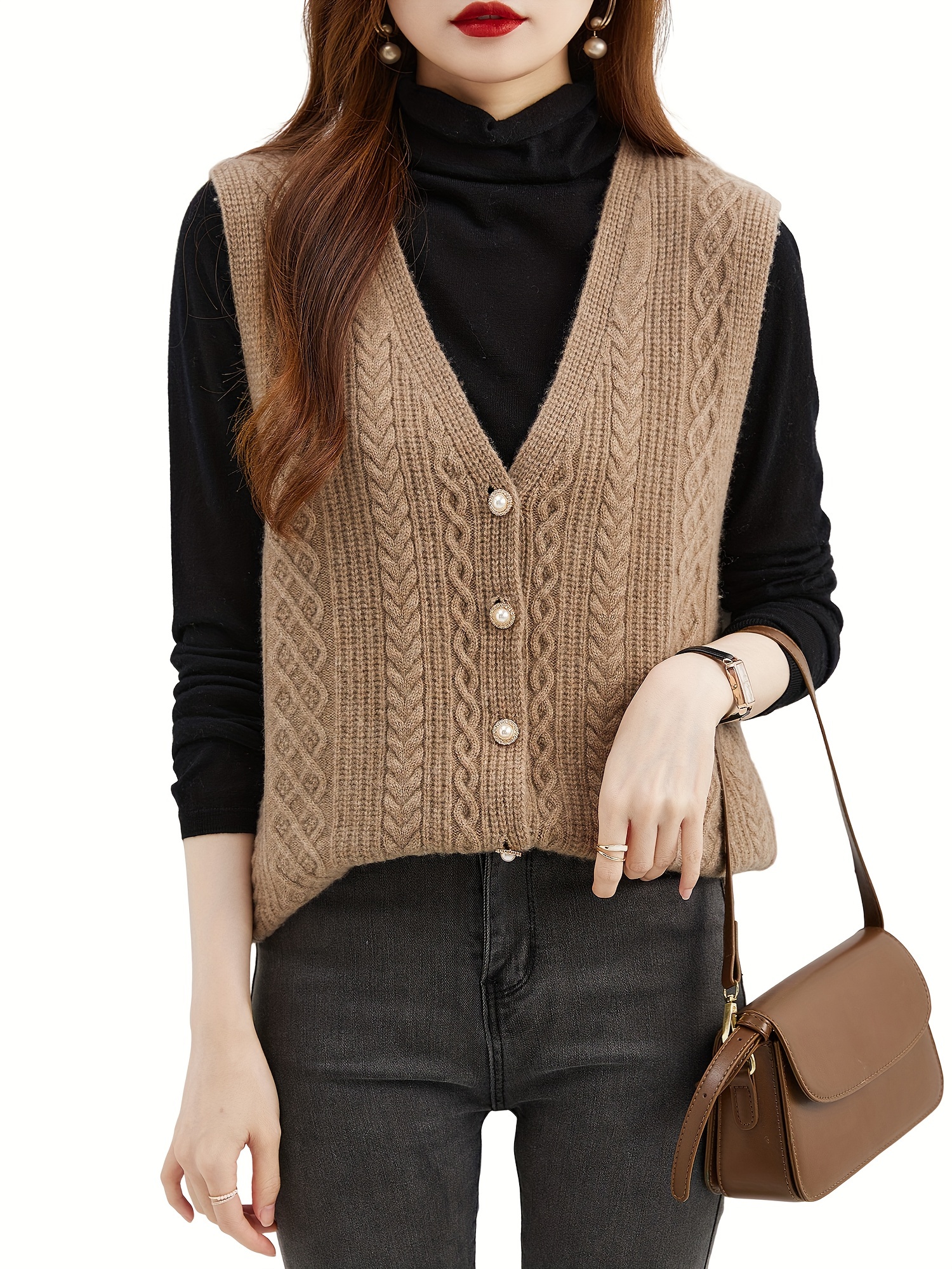 Solid Sleeveless Knit Cardigan, Casual Simple Long Length Vest Sweater,  Women's Clothing