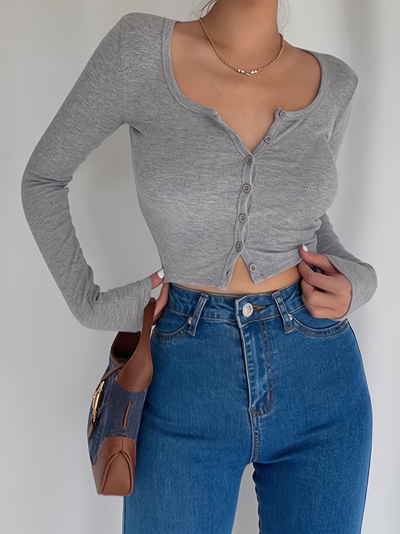 Short Sleeve Button Up Crop Top