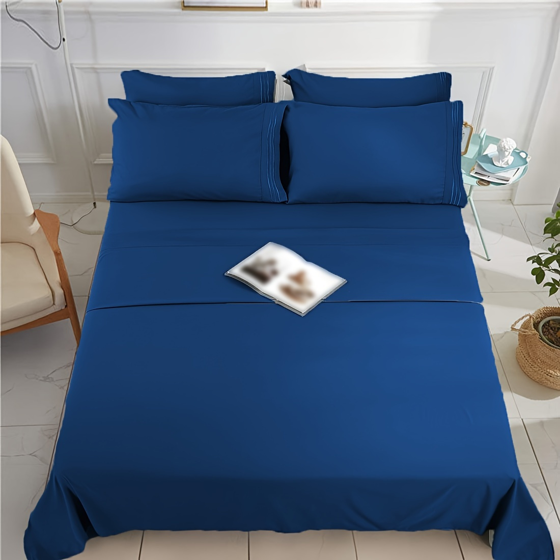 Bedding Bed Sheet Set 120gsm Double Brushed Plain Color - Temu