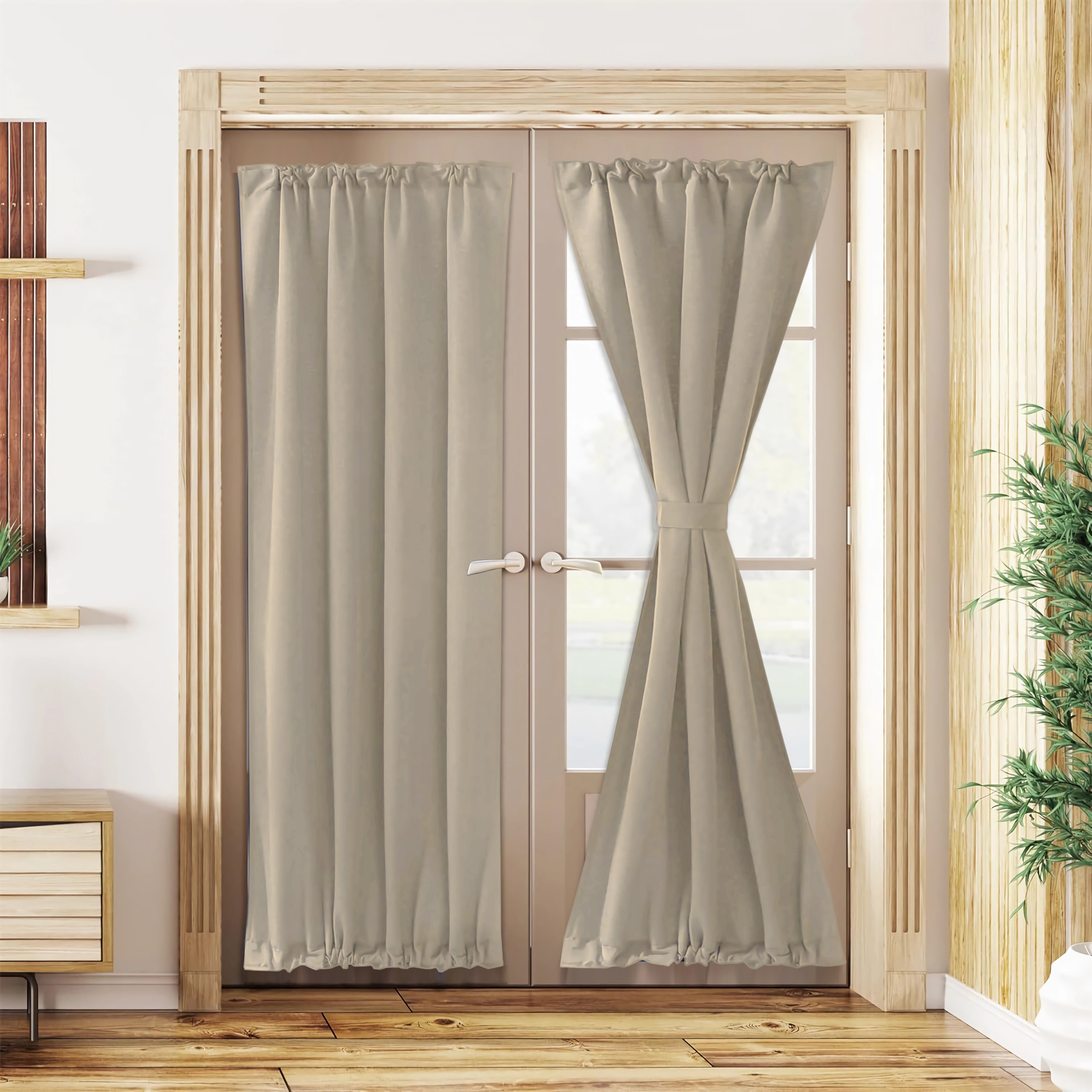 Cortinas opacas aisladas térmicamente, color beige, cortinas de ventana con  ganchos 2 paneles para sala de estar, dormitorio, decoración de ventana 2