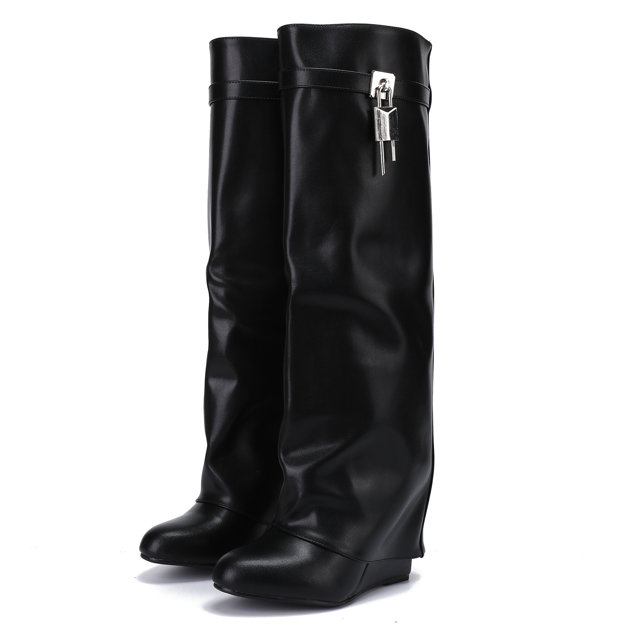 The Mid Heel Leather Boot black – Totême