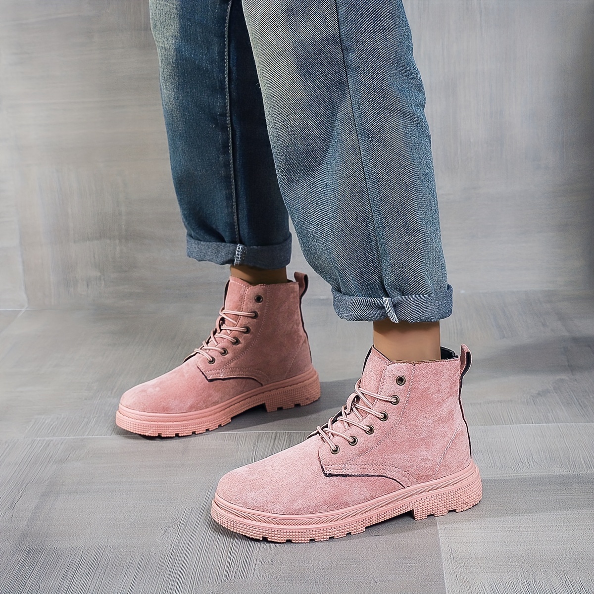 Pink suede lace outlet up boots