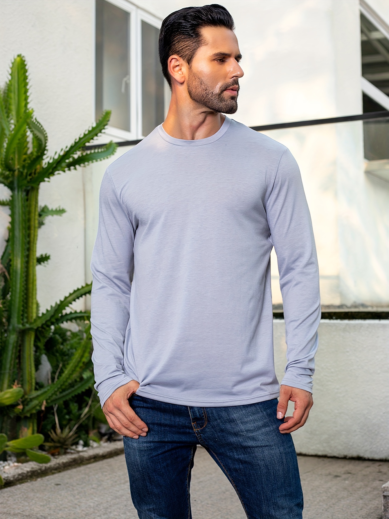 Men's Linen Blend Retro Henley Shirt Long Sleeve T shirt Tee