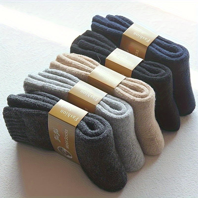 Winter Warm Socks Thermal Thick Snow Socks Solid Color Plush - Temu