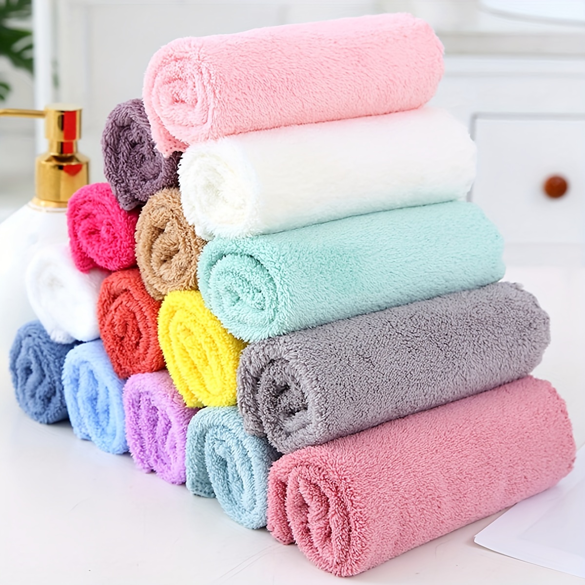 5pcs/set Double Color Floral Border Coral Fleece Cleaning Cloth, Super  Absorbent Kitchen Towel, Oil Resistant Dish Rag, Home Cleaning Tool