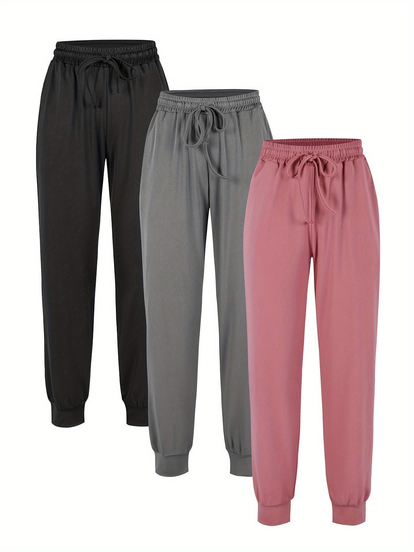 Pantalones Jogger Lisos Y Difusos, Pantalones Térmicos Informales Con  Cordón Y Bolsillo Para Invierno, Ropa De Mujer