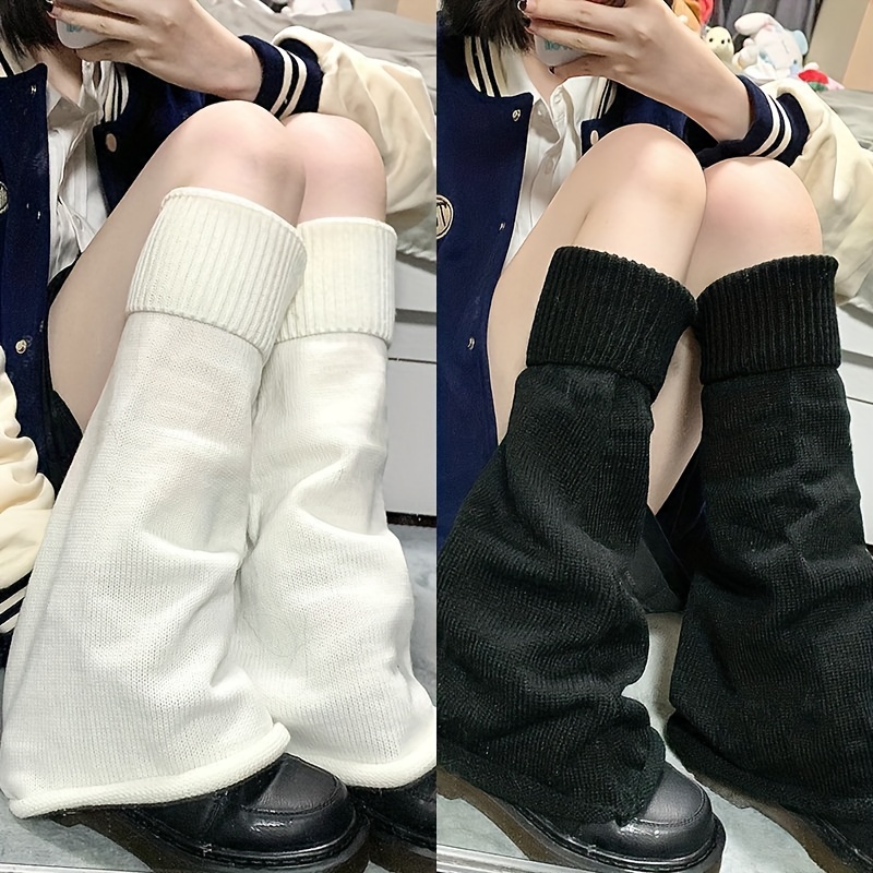 Stripe Baggy Kawaii High Knee Leg Y2K Aesthetic - Korean Fashion Sleeves  Warmers