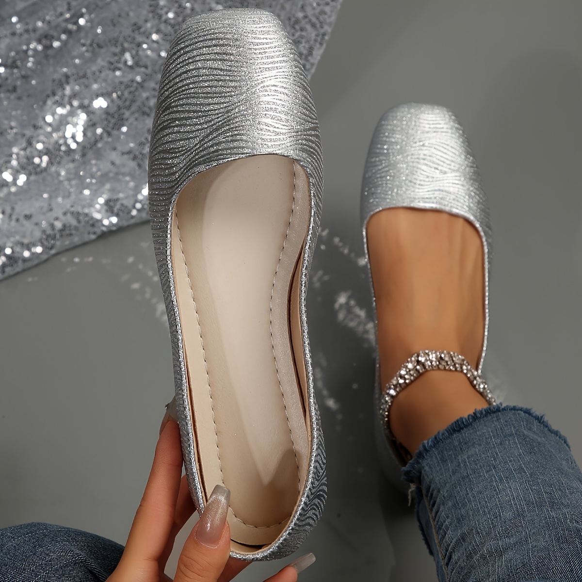 Silver flat discount shoes for ladies