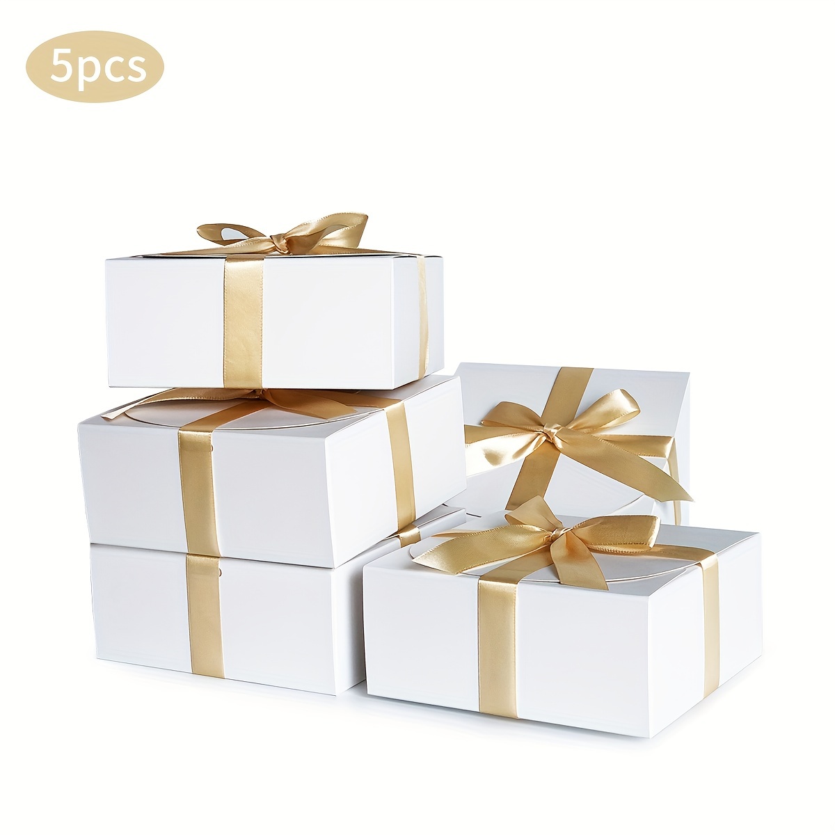 5Pcs Kraft Paper Gift Boxes with Clear Plastic Lid Cover Presents
