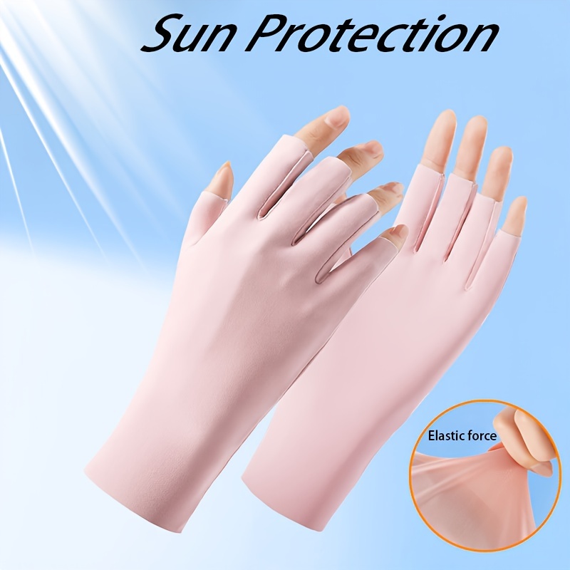 Long Full Finger Gloves Sunscreen Uv Protection Elastic - Temu