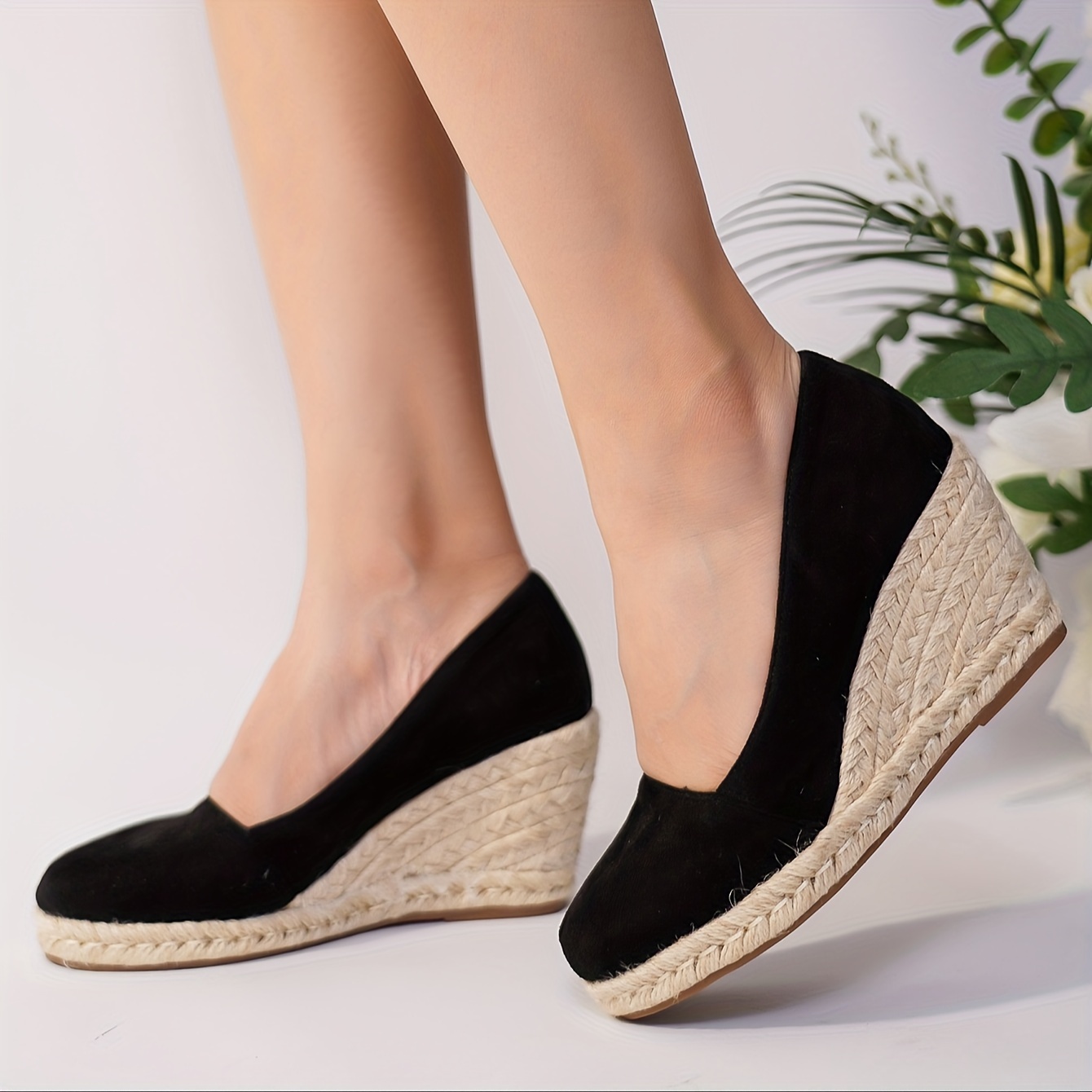 Women's Peep Toe Lace-up Wedge Sandals, Solid Color Platform Espadrille  Shoes, Outdoor Beach Travel Shoes - Temu