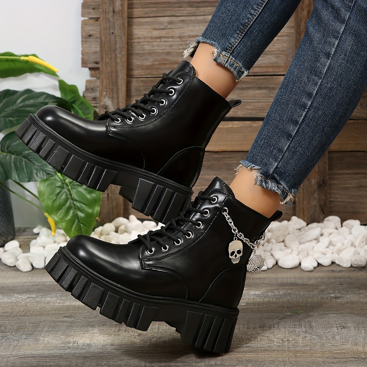 Women's Gothic Style Platform Sandals, Square Open Toe Bat Buckle Punk Shoes,  Y2k Style Chunky Heels - Temu Latvia