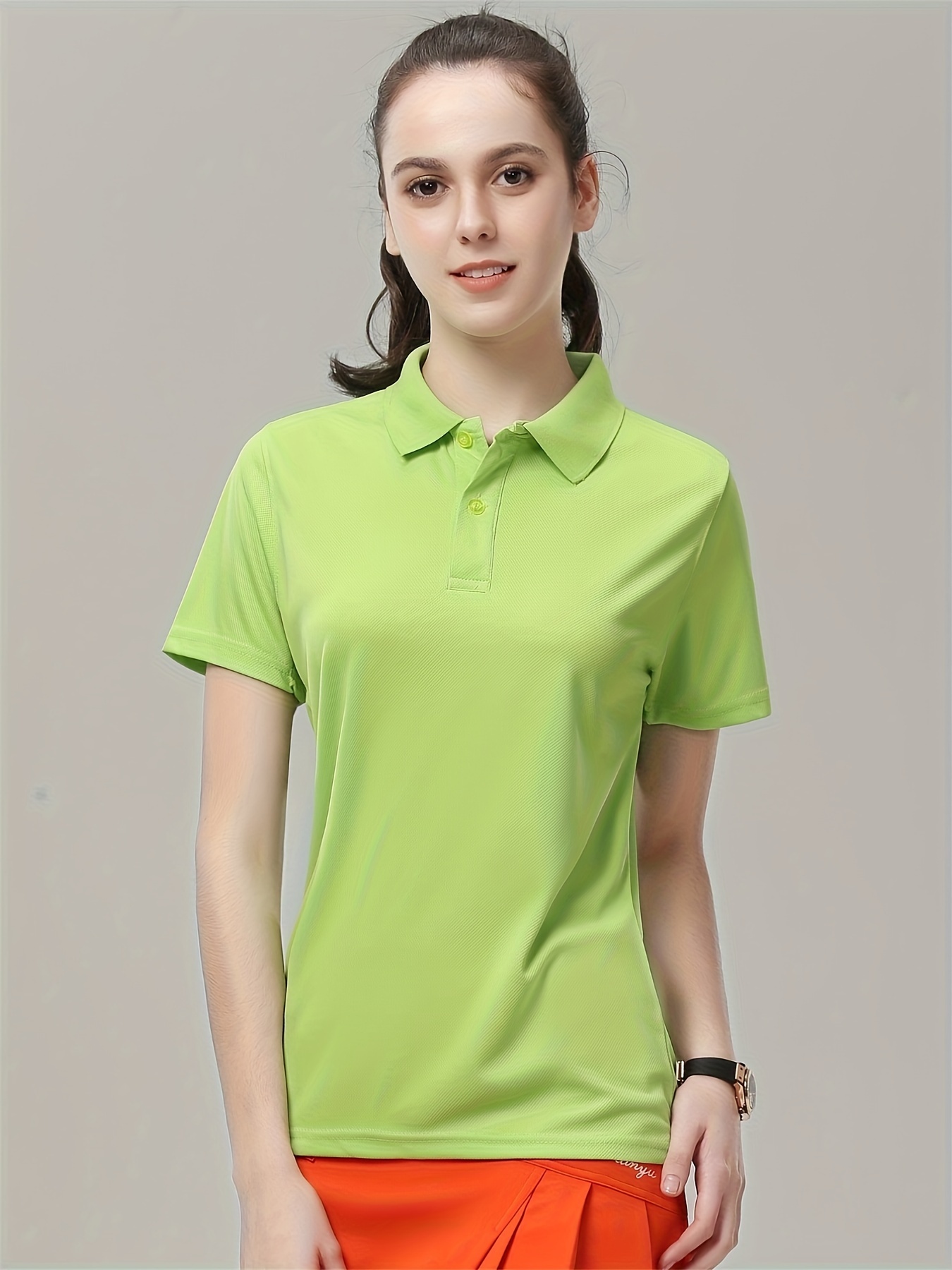 Women's Green Polyester Solid Activewear T-Shirt