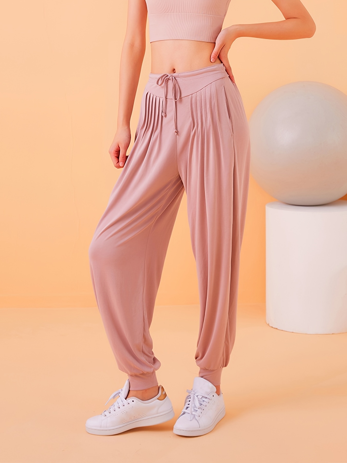 Hanas Pants Women's Casual Fashion Drawstring Elastic Waist Sweatpants  Solid Color Jogging Jogger Pants With Pockets