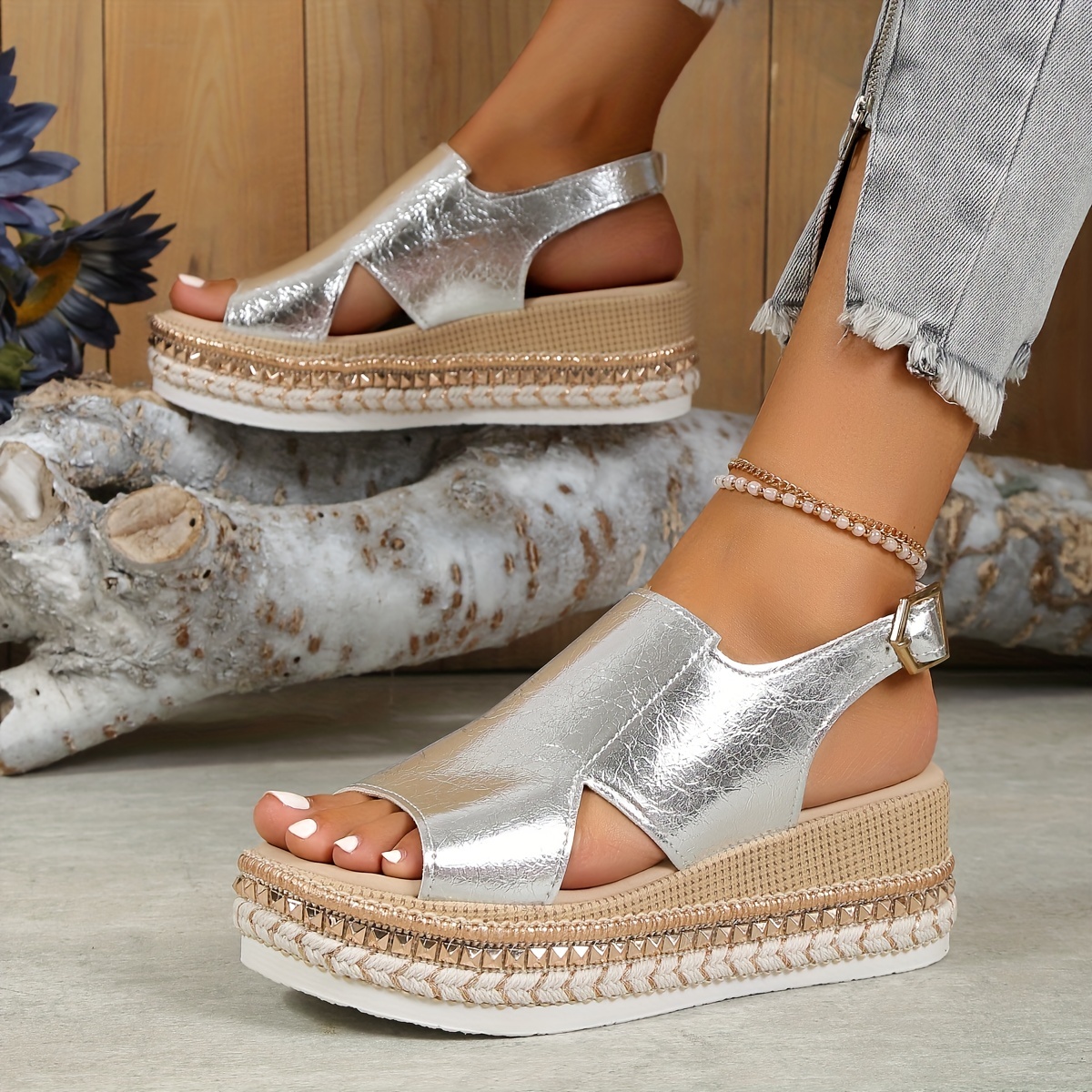 Silver summer shoes hot sale