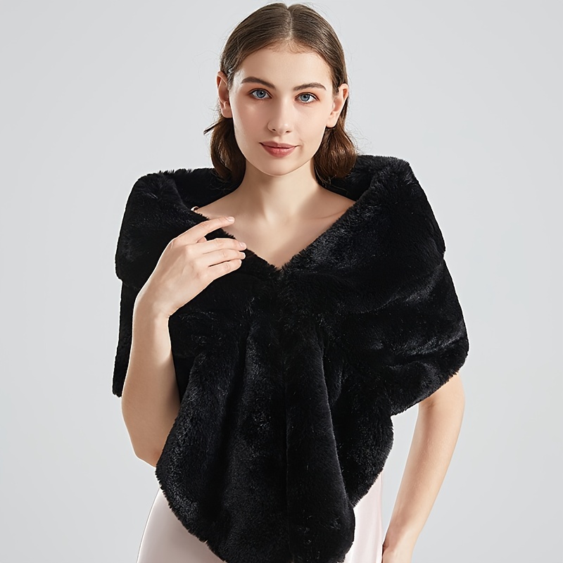 Black faux fur shrug clearance wedding