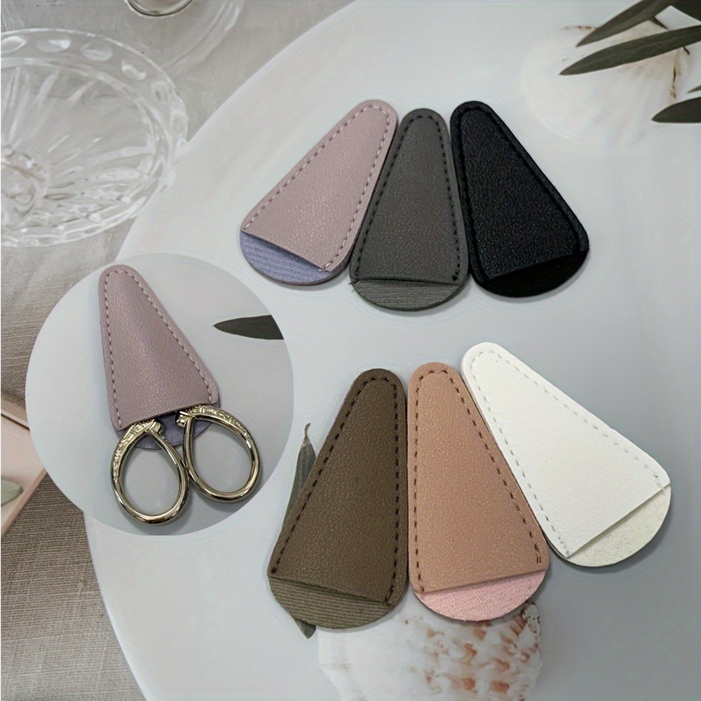 Scissors Sheathing Safety Pu Leather Scissors Cover Solid - Temu