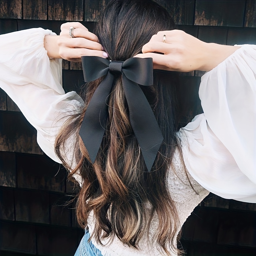 EmiJewelsWorld Satin Ribbon Hair Clip, Petite Ribbon Hairband, Dainty Hair Bow, Dark Red Hair Clip, Elegant Vintage Hair Bow, Ballerina Kpop Cute Hair Bow