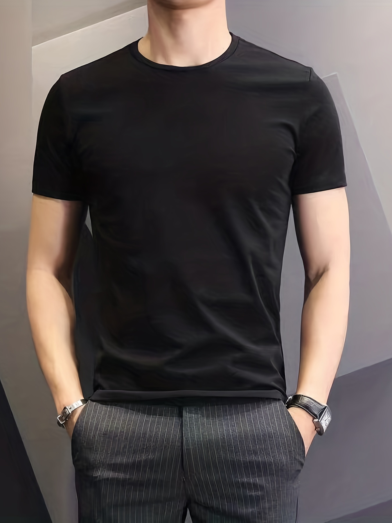 Camisetas Negras Para Hombre - Temu