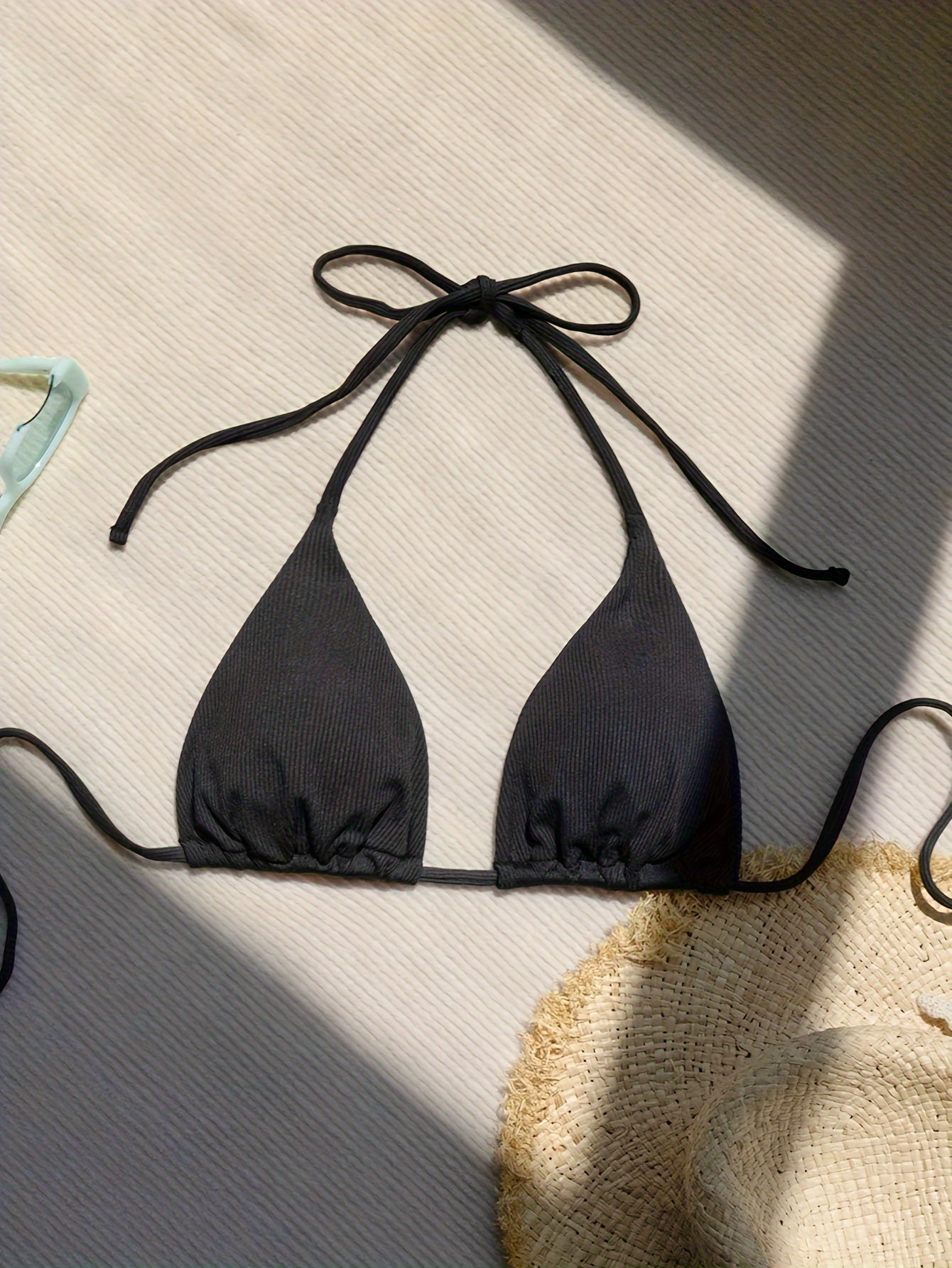 Plain black hot sale triangle bikini