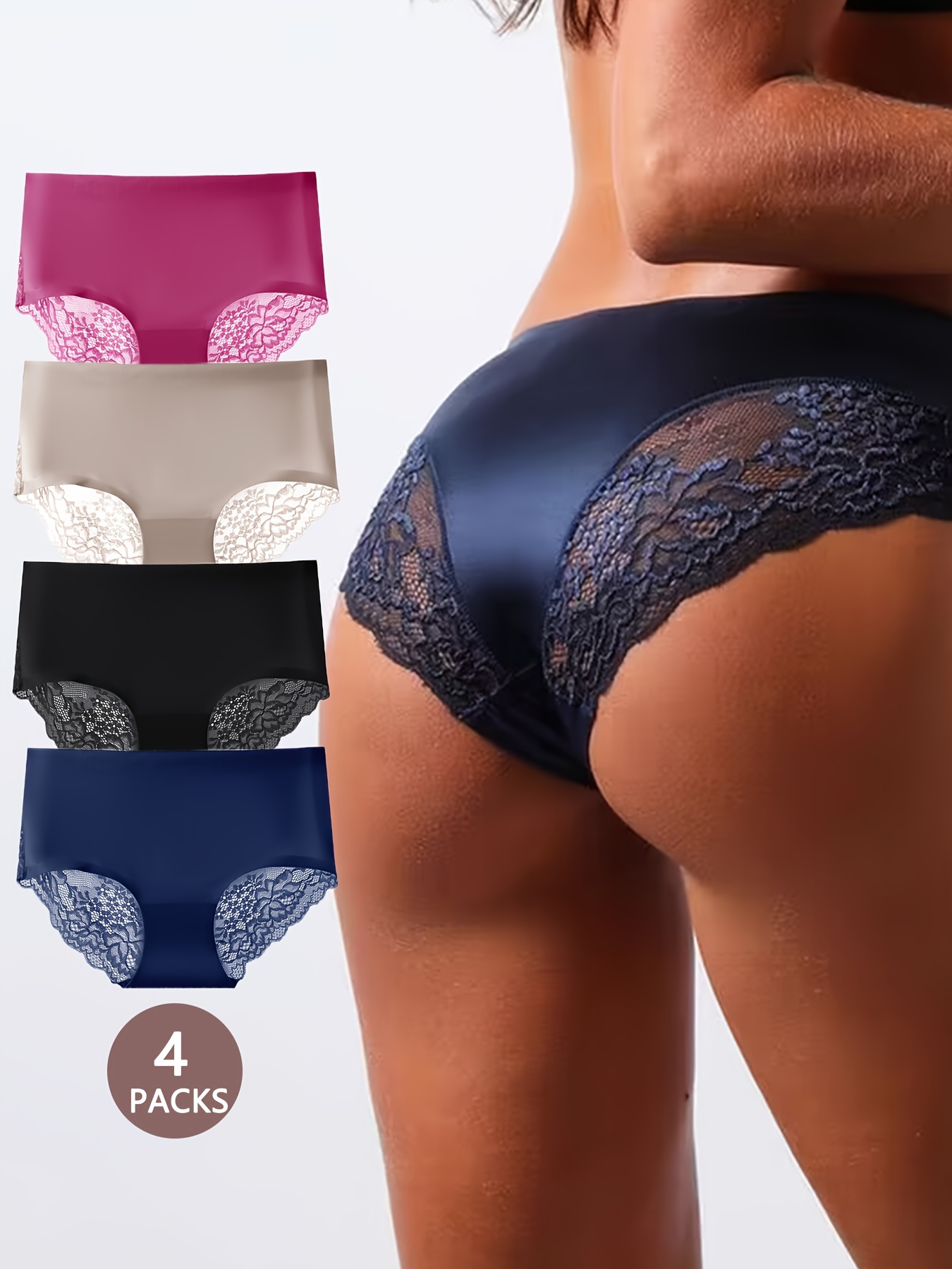 6pcs Bow Contrast Lace Bikini Panties, Comfy Colorblock Elastic Intimates  Panties, Women's Lingerie & Underwear