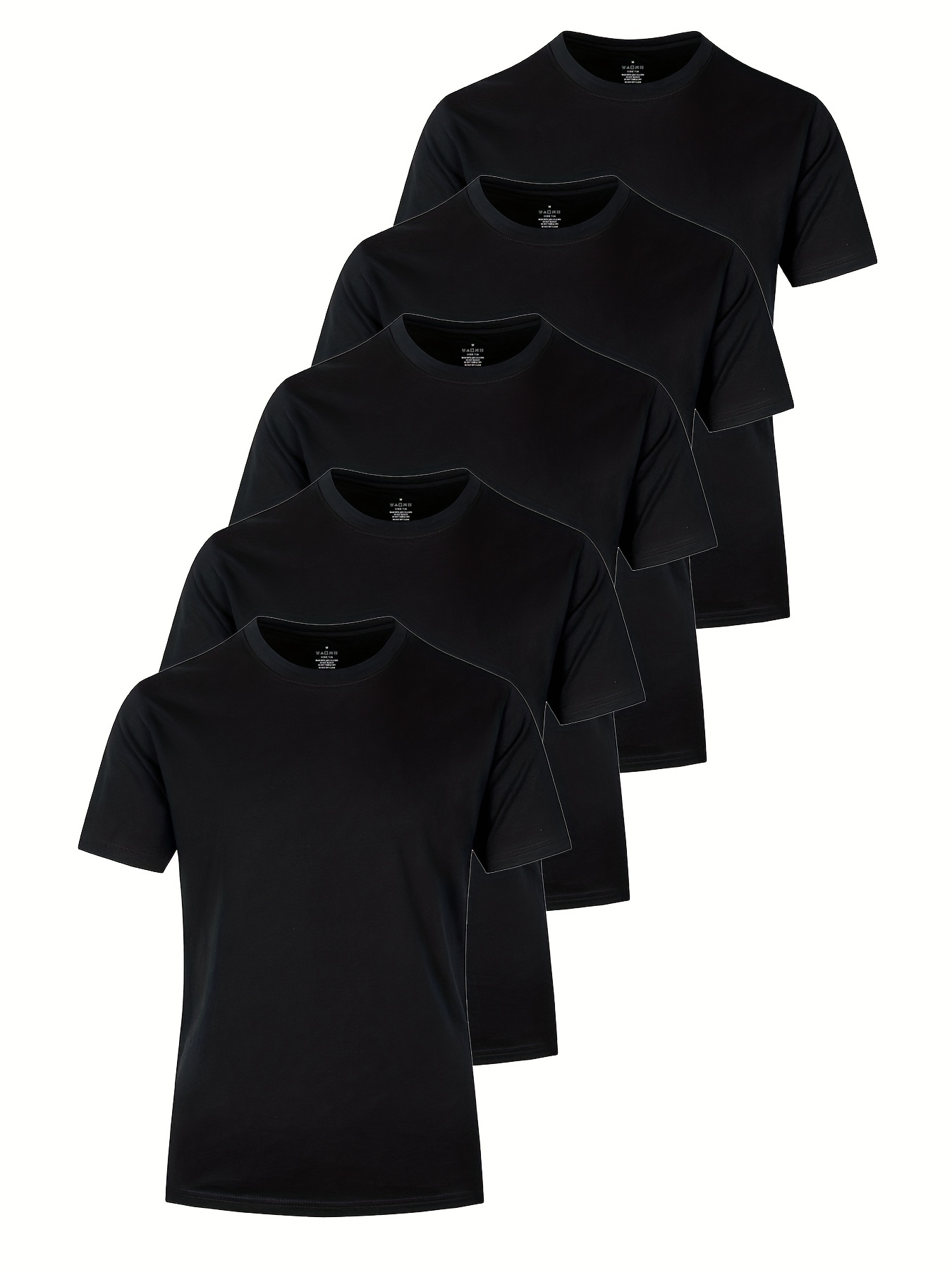 Camisetas Negras Algodon Cuello Redondo