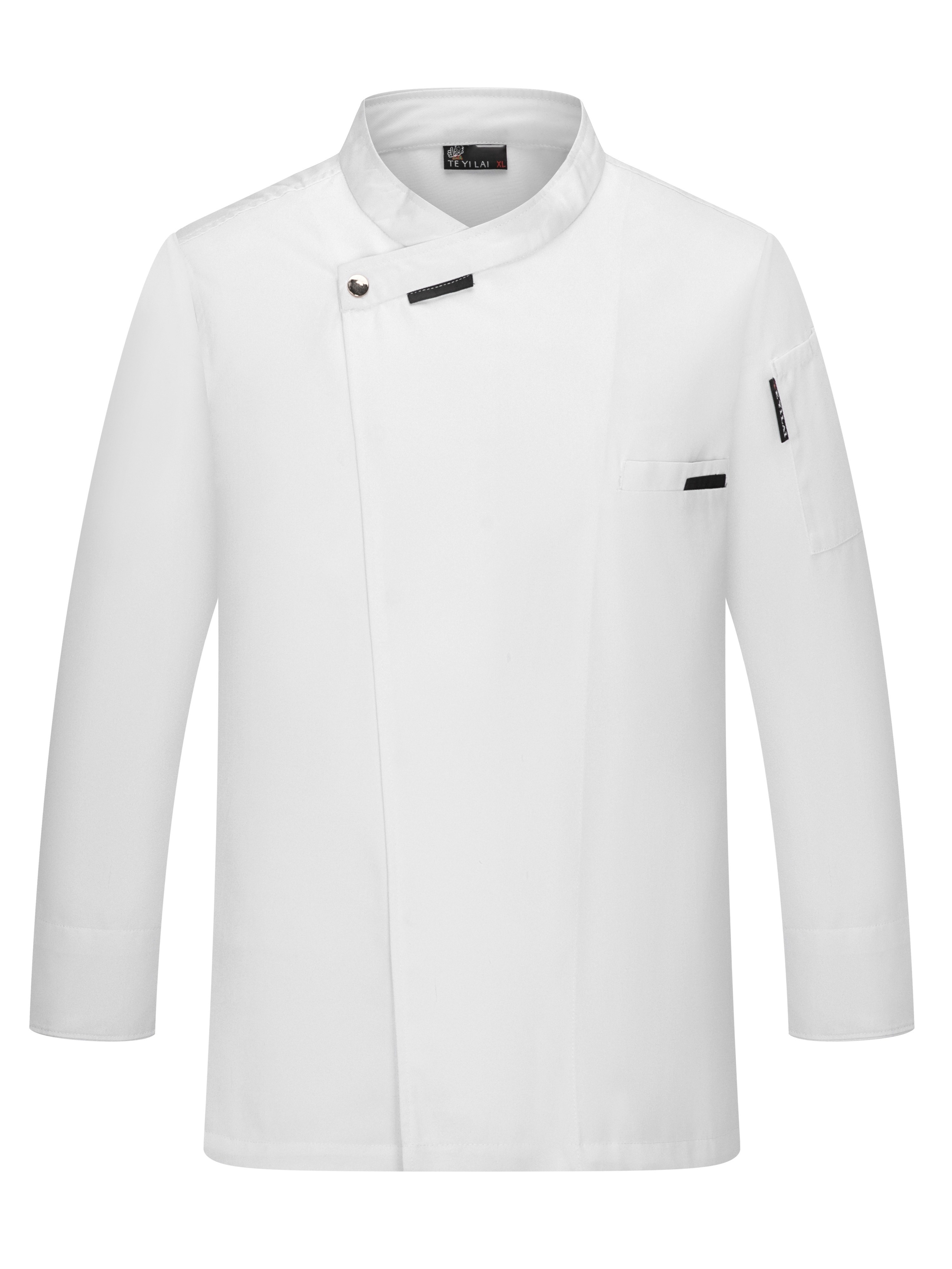 Men's Cooking Chef Shirt Coat Kitchen Wear Solid Button Up Clothes - Temu