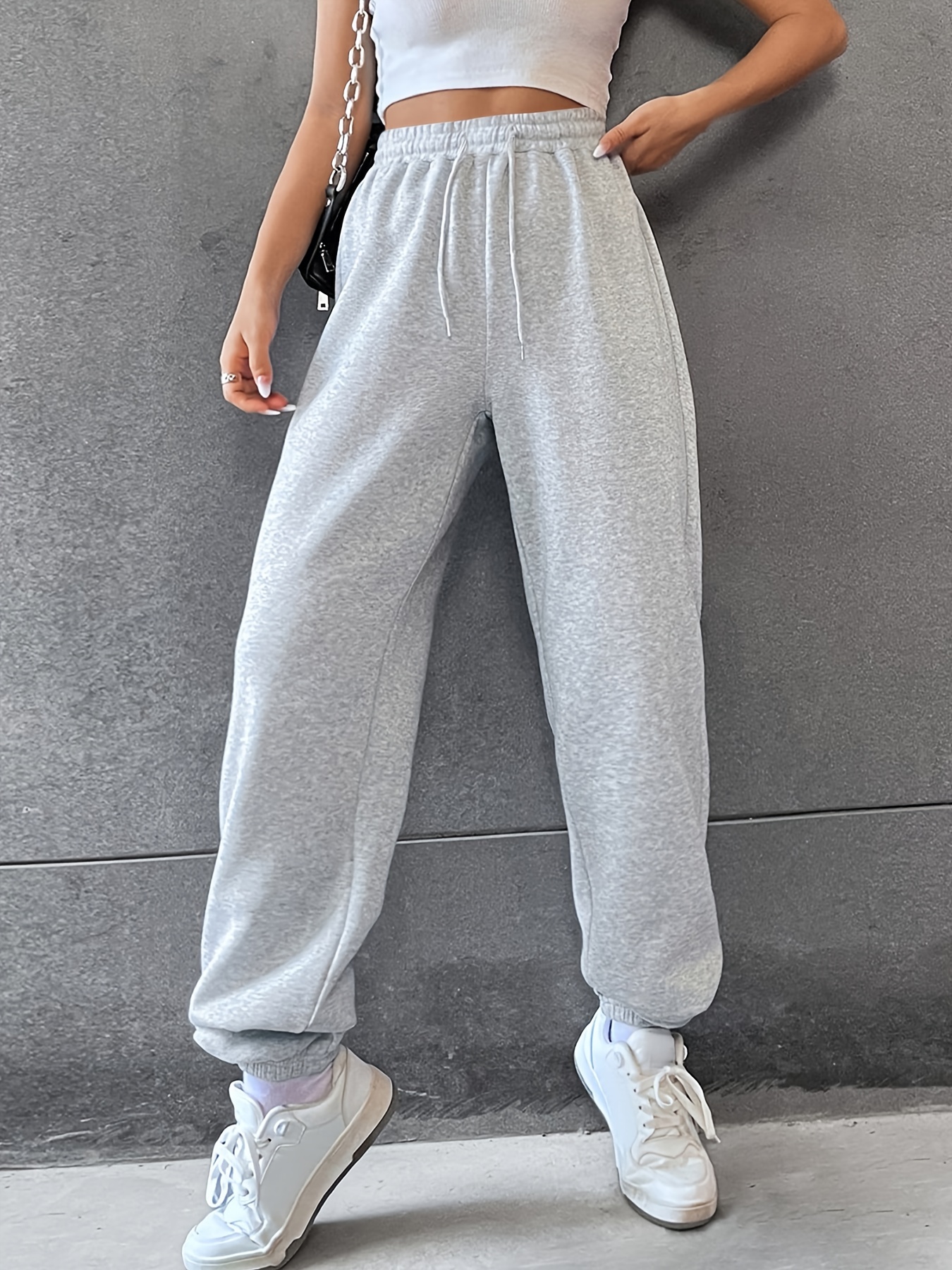 LA12ST - Pantalones deportivos tipo jogger, suaves, con bolsillos y con  cordón ajustable para mujer