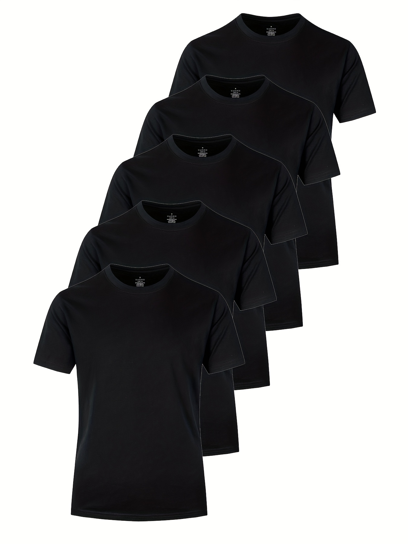 4 Uds. Camisetas Cómodas Informales Hombre Camisetas Negras - Temu