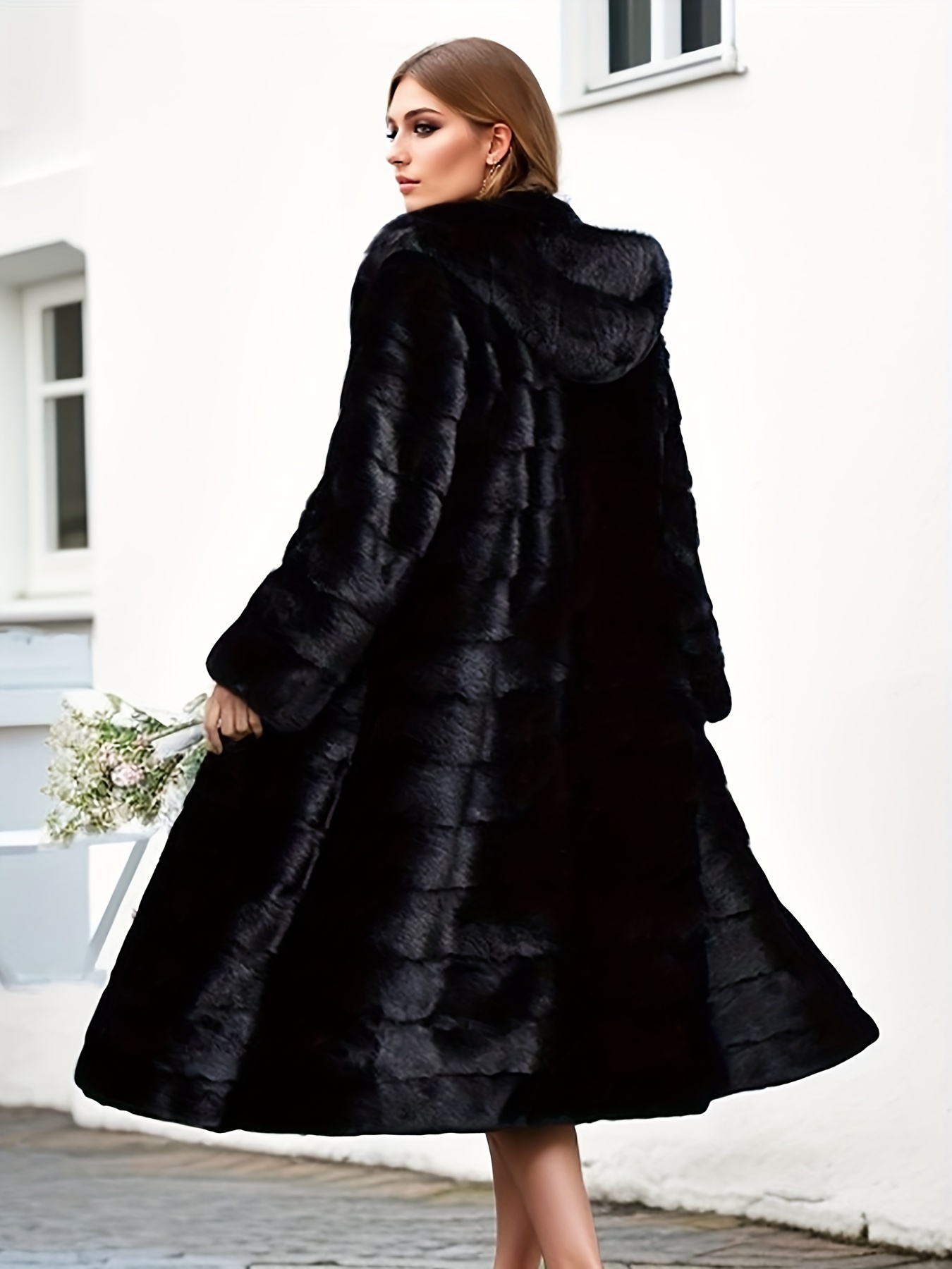 Solid Open Front Teddy Coat, Elegant Faux Fur Thermal Winter Outwear,  Women's Clothing