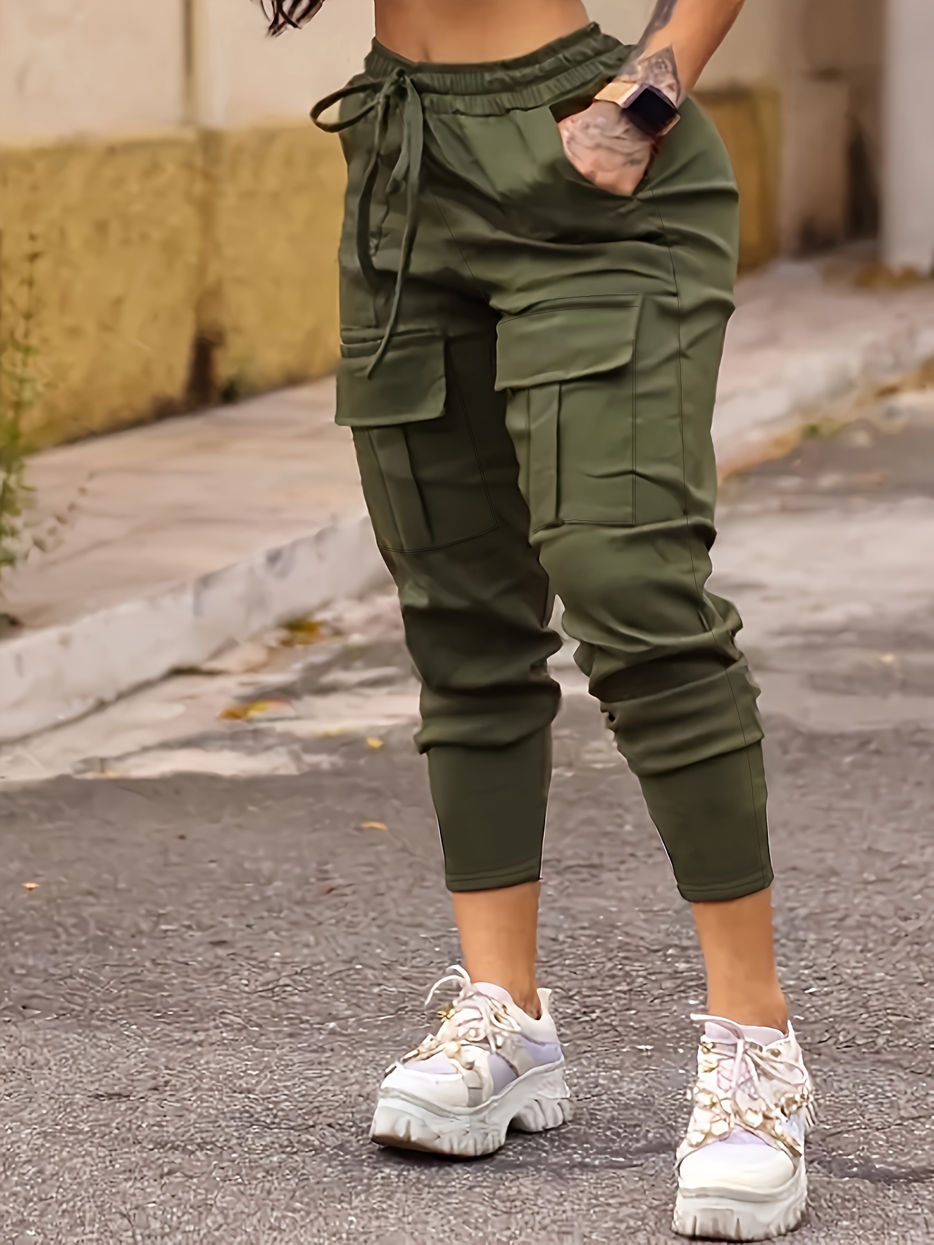Flap Pockets Cargo Pants, Y2K Pants For Spring & Summer, Women's Clothing
