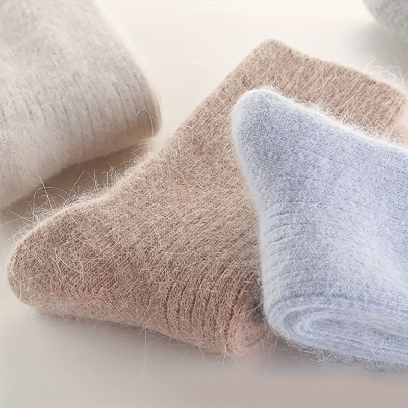 Wool thigh high socks Winter fuzzy stockings Warm angora socks