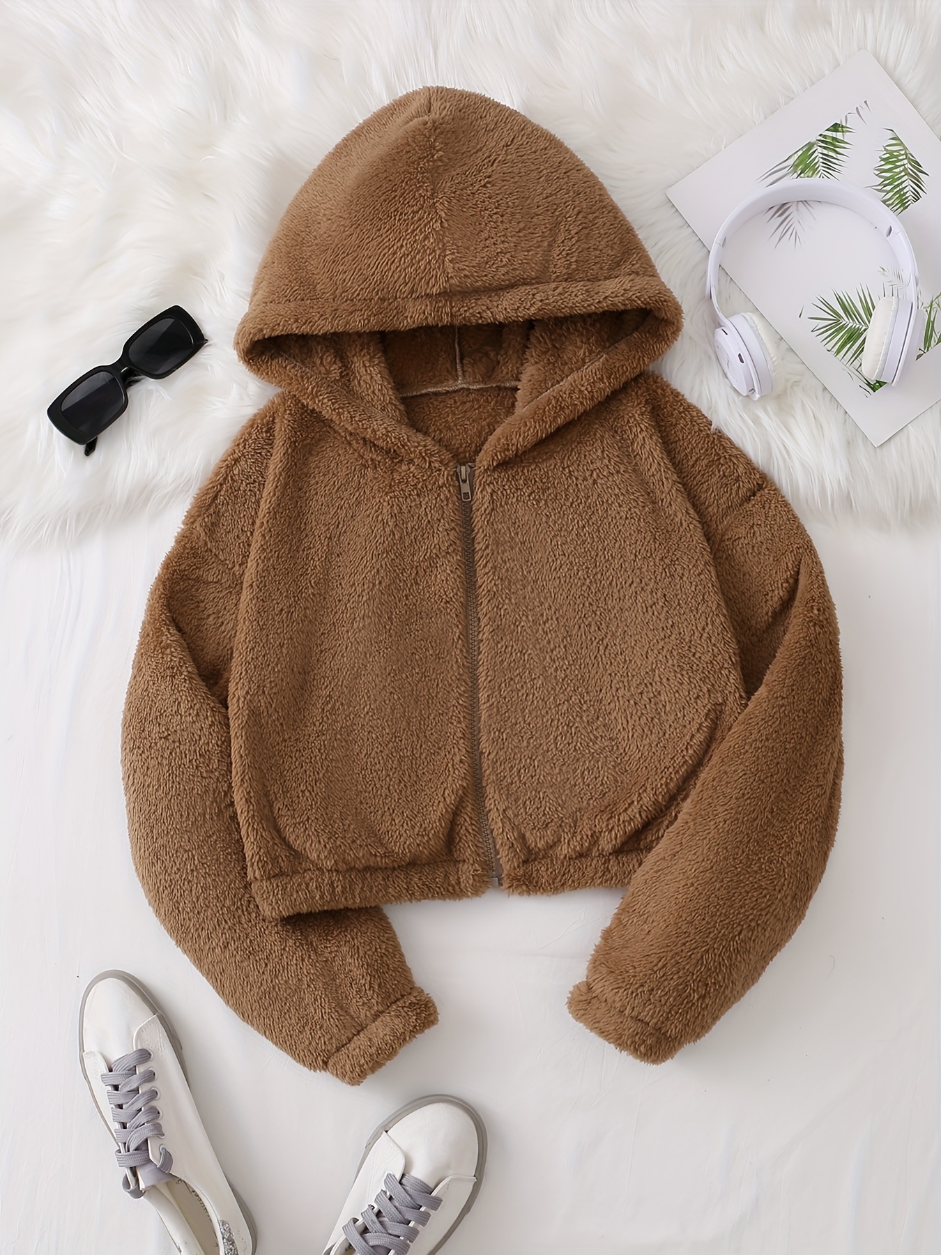 Fuzzy zip up clearance hoodie