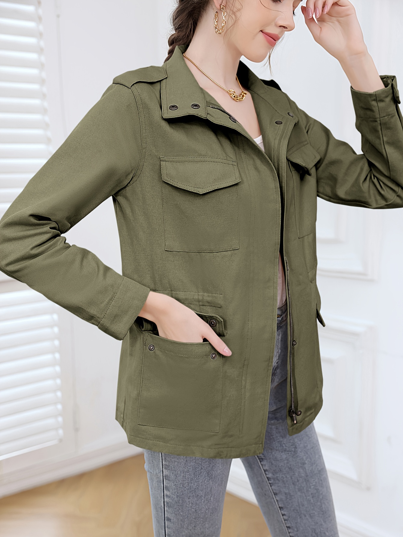 Army green women's on sale jacket