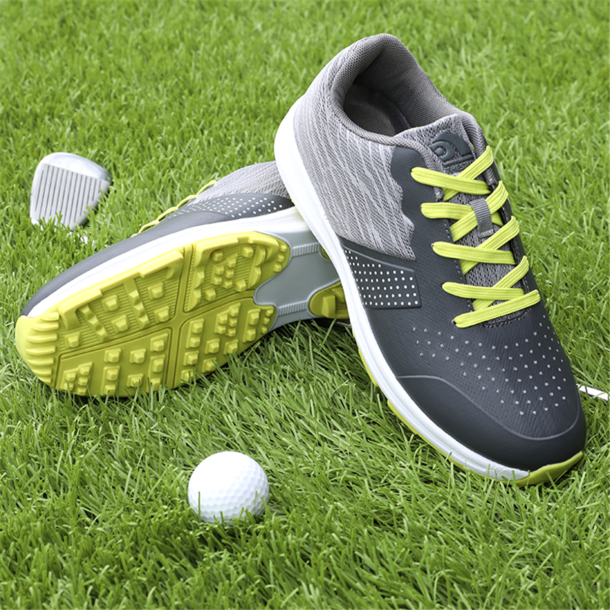 Men's Professional 9 Spikes Golf Shoes, Solid Comfy Non Slip Lace