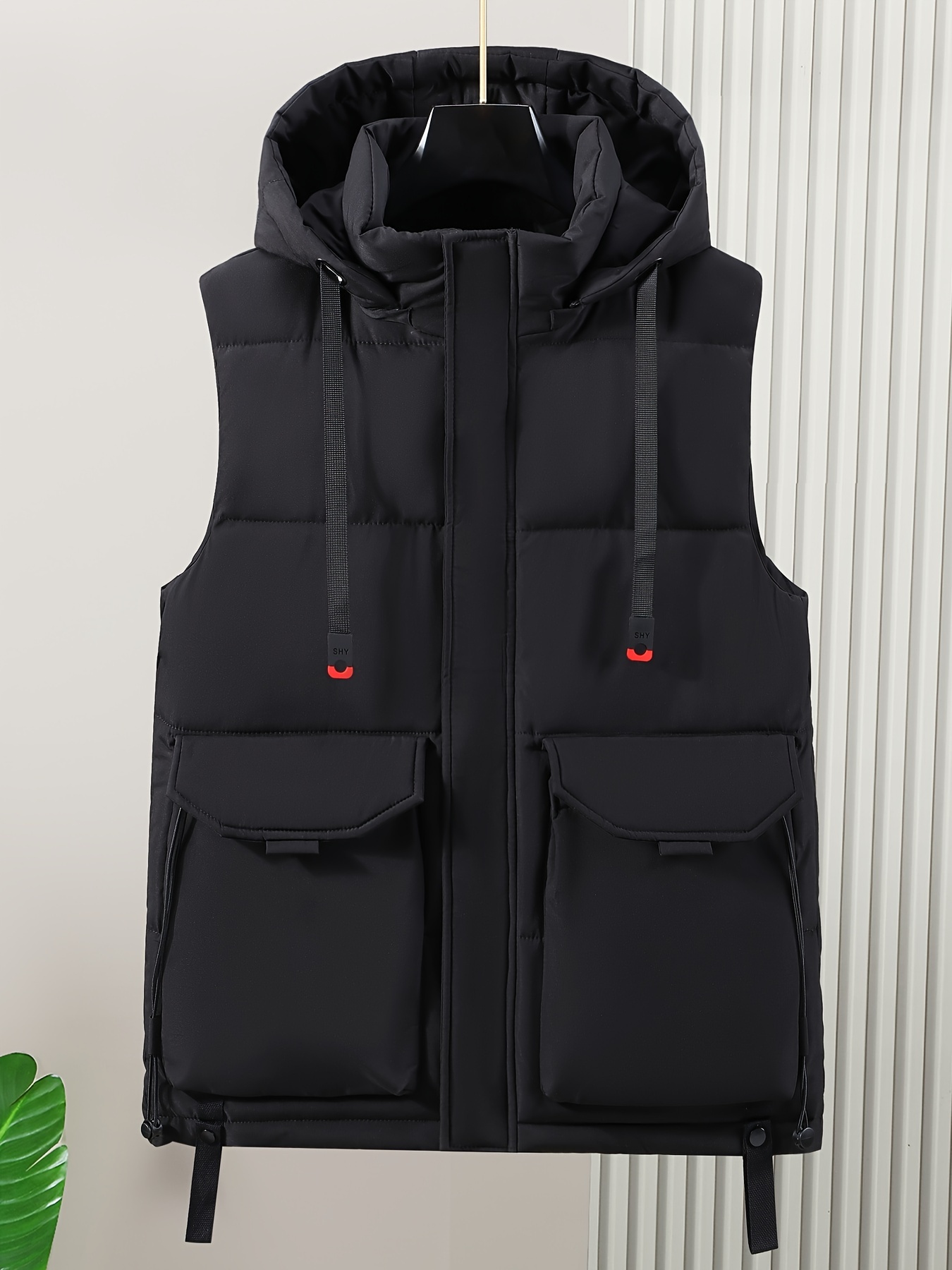 Winter Thick Vest Men Casual Black Warm Padded Sleeveless - Temu