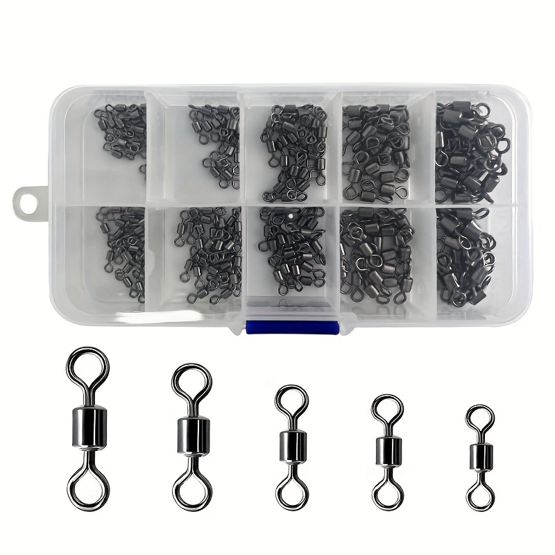 250pcs/Set Fishing Rolling Barrel Swivel, Line Hook Connector, Fishing  Accessories With Box, 5 Size, 2# 4# 6# 8# 10#