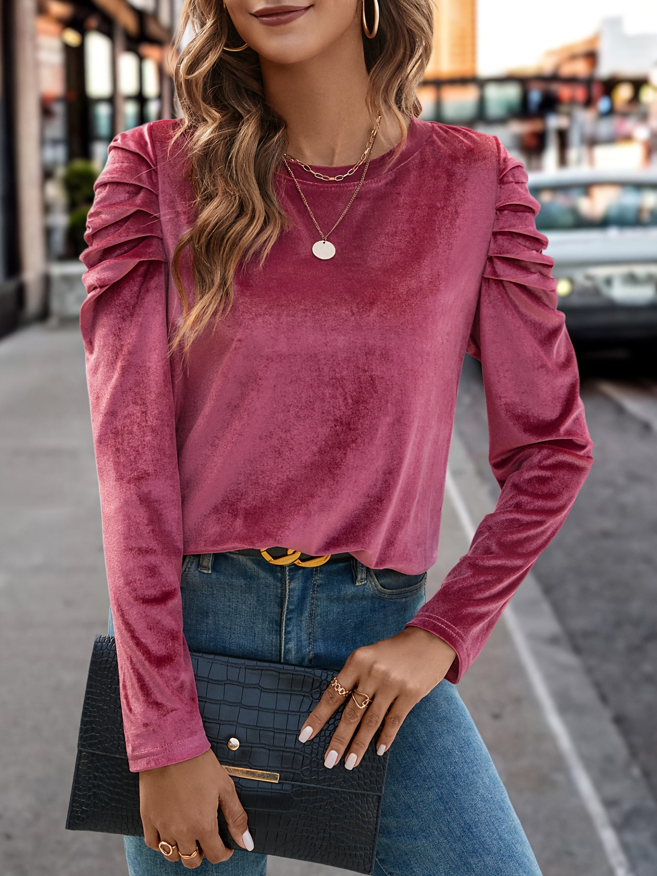 Velvet Tops For Women Vintage Long Sleeve Tees Casual Button Down V Neck T  Shirt Solid Color Turndown Collar Blouse at  Women's Clothing store