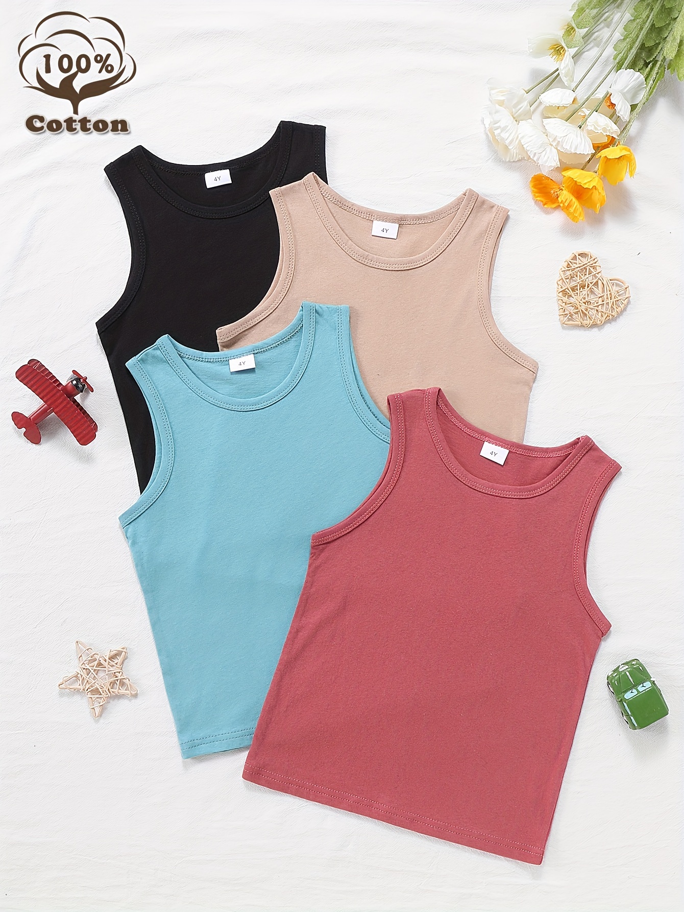 Toddler Girls Crew Neck Basic Casual Tank Tops Pockets Kids - Temu Australia